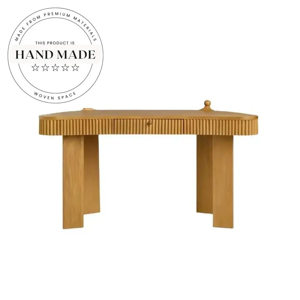 Modern Solid Oak Writing Desk with Integrated Storage Drawer