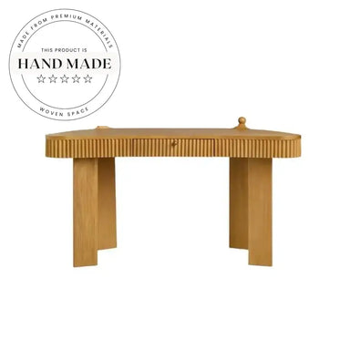 Modern Solid Oak Writing Desk with Integrated Storage Drawer