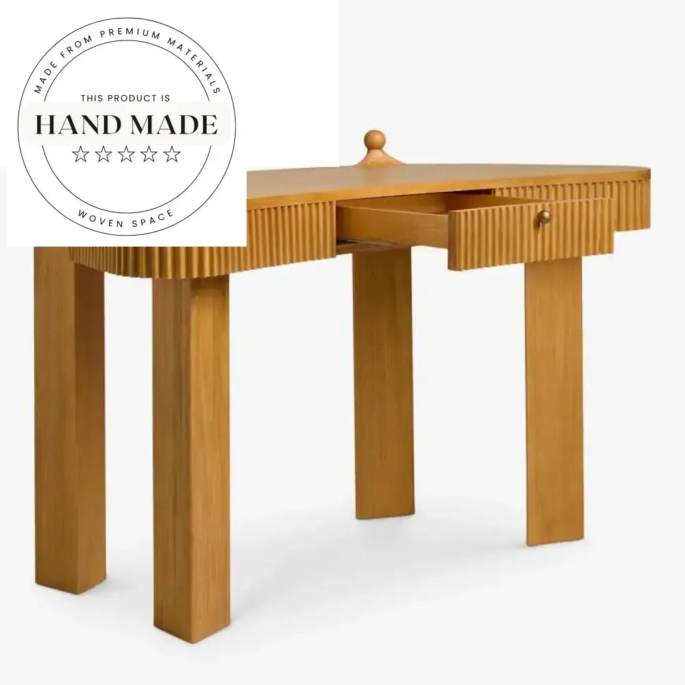 Modern Solid Oak Writing Desk with Integrated Storage Drawer