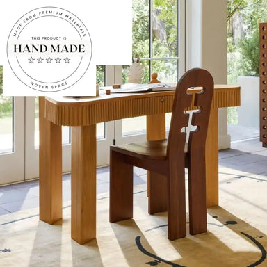 Modern Solid Oak Writing Desk with Integrated Storage Drawer