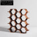 Modern Solid Walnut Wood Honeycomb Bookshelf, Geometric Display Console, Wall Storage Unit