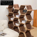 Modern Solid Walnut Wood Honeycomb Bookshelf, Geometric Display Console, Wall Storage Unit