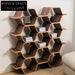 Modern Solid Walnut Wood Honeycomb Bookshelf, Geometric Display Console, Wall Storage Unit