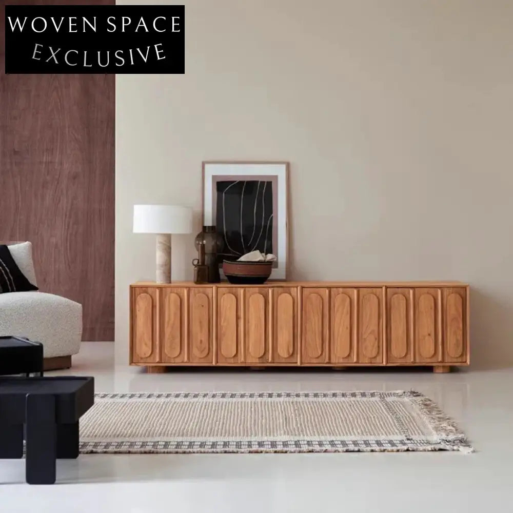 Modern Solid Wood 3-Door Storage Sideboard Cabinet for Living Room Entertainment