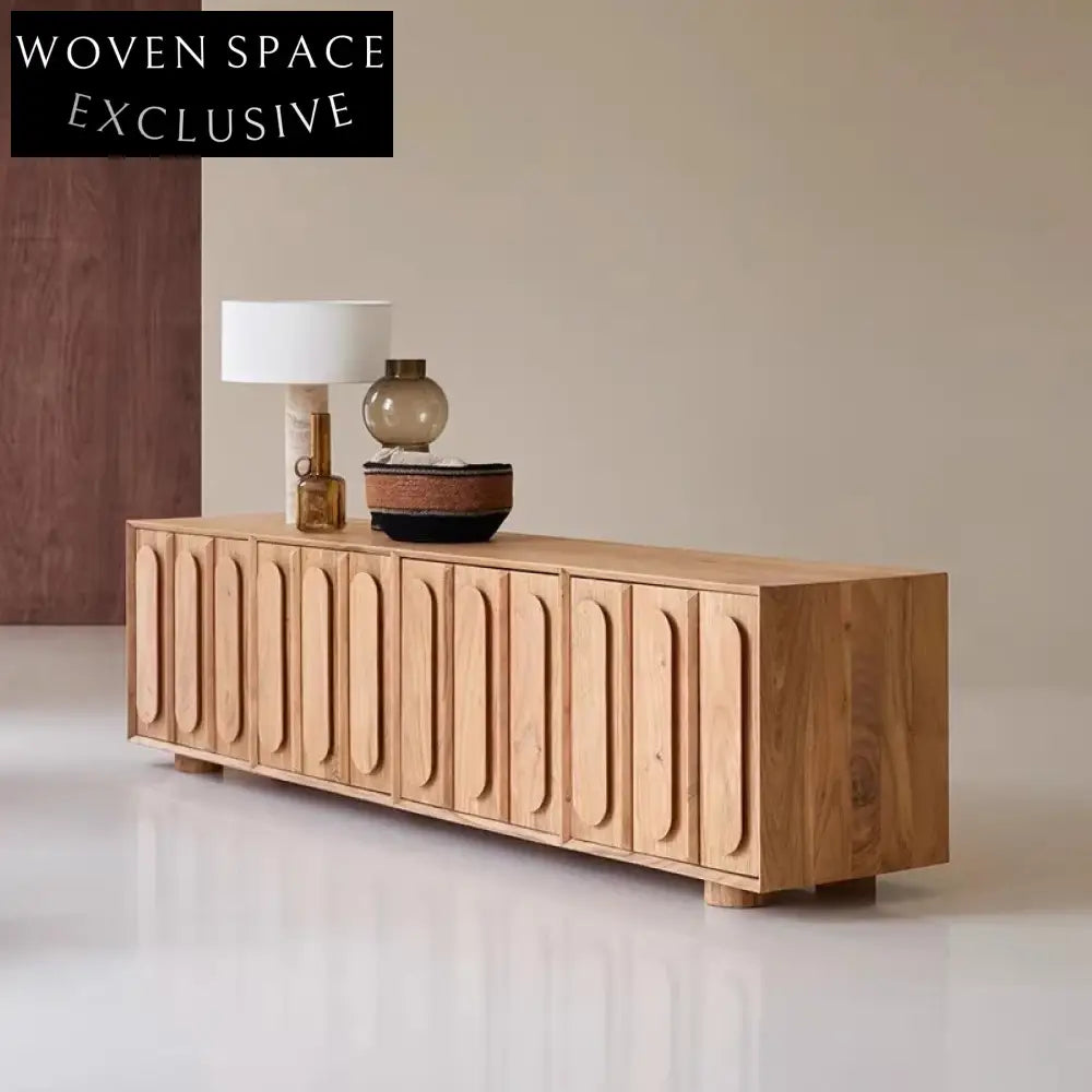 Modern Solid Wood 3-Door Storage Sideboard Cabinet for Living Room Entertainment