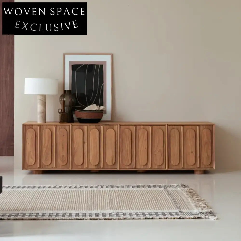 Modern Solid Wood 3-Door Storage Sideboard Cabinet for Living Room Entertainment