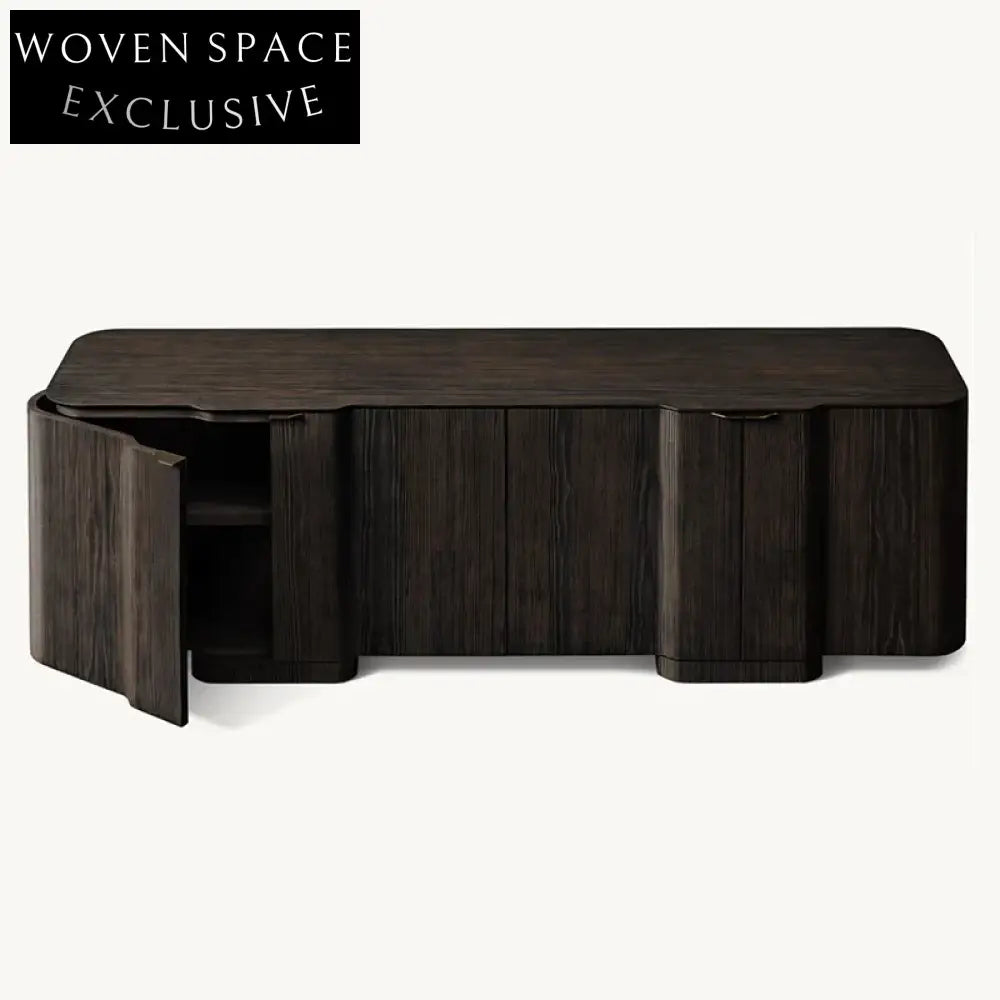 Modern Solid Wood 4-Door Console Storage Cabinet Sideboard TV Unit