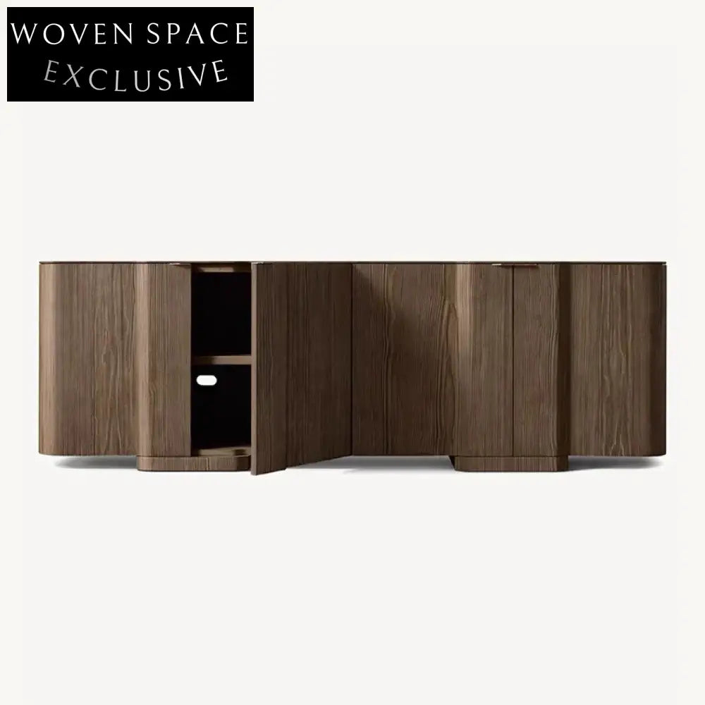 Modern Solid Wood 4-Door Console Storage Cabinet Sideboard TV Unit