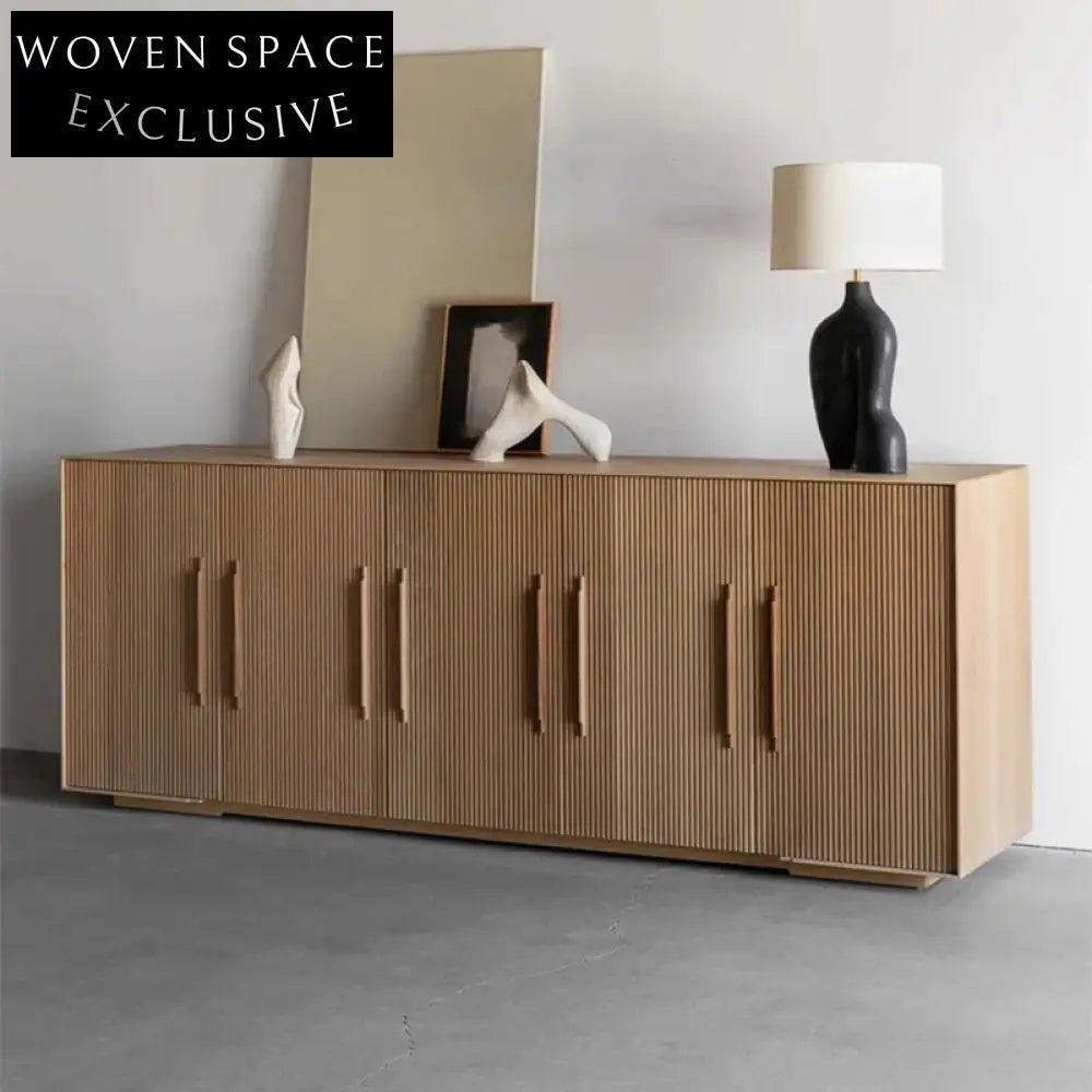 Modern Solid Wood 4-Door Storage Cabinet for Living Room Hallway Kitchen