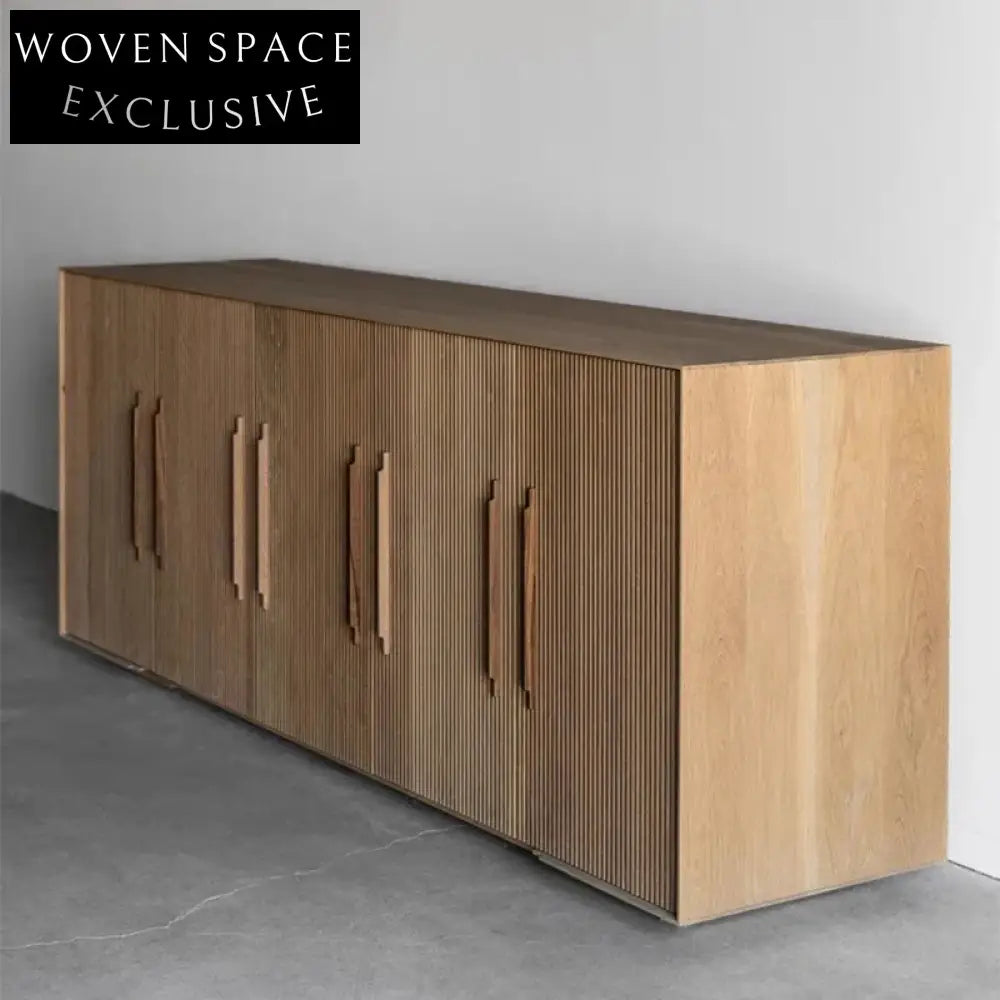 Modern Solid Wood 4-Door Storage Cabinet for Living Room Hallway Kitchen