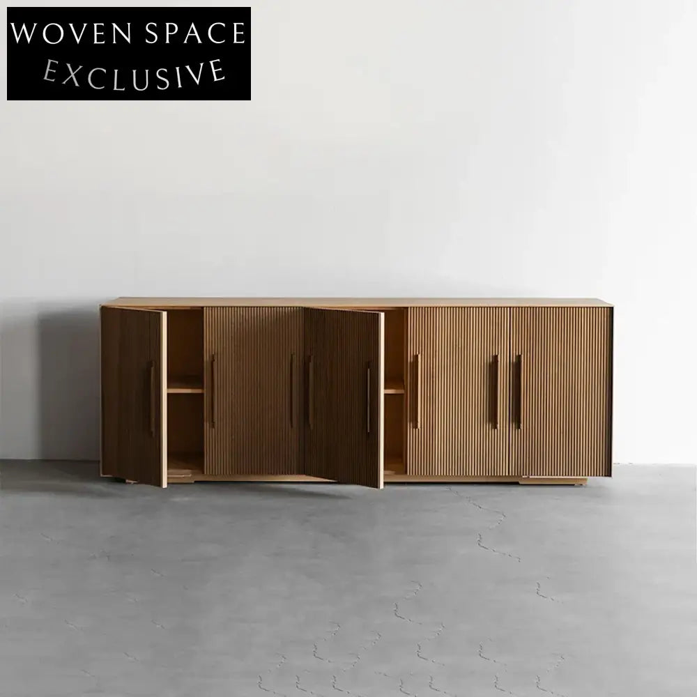 Modern Solid Wood 4-Door Storage Cabinet for Living Room Hallway Kitchen