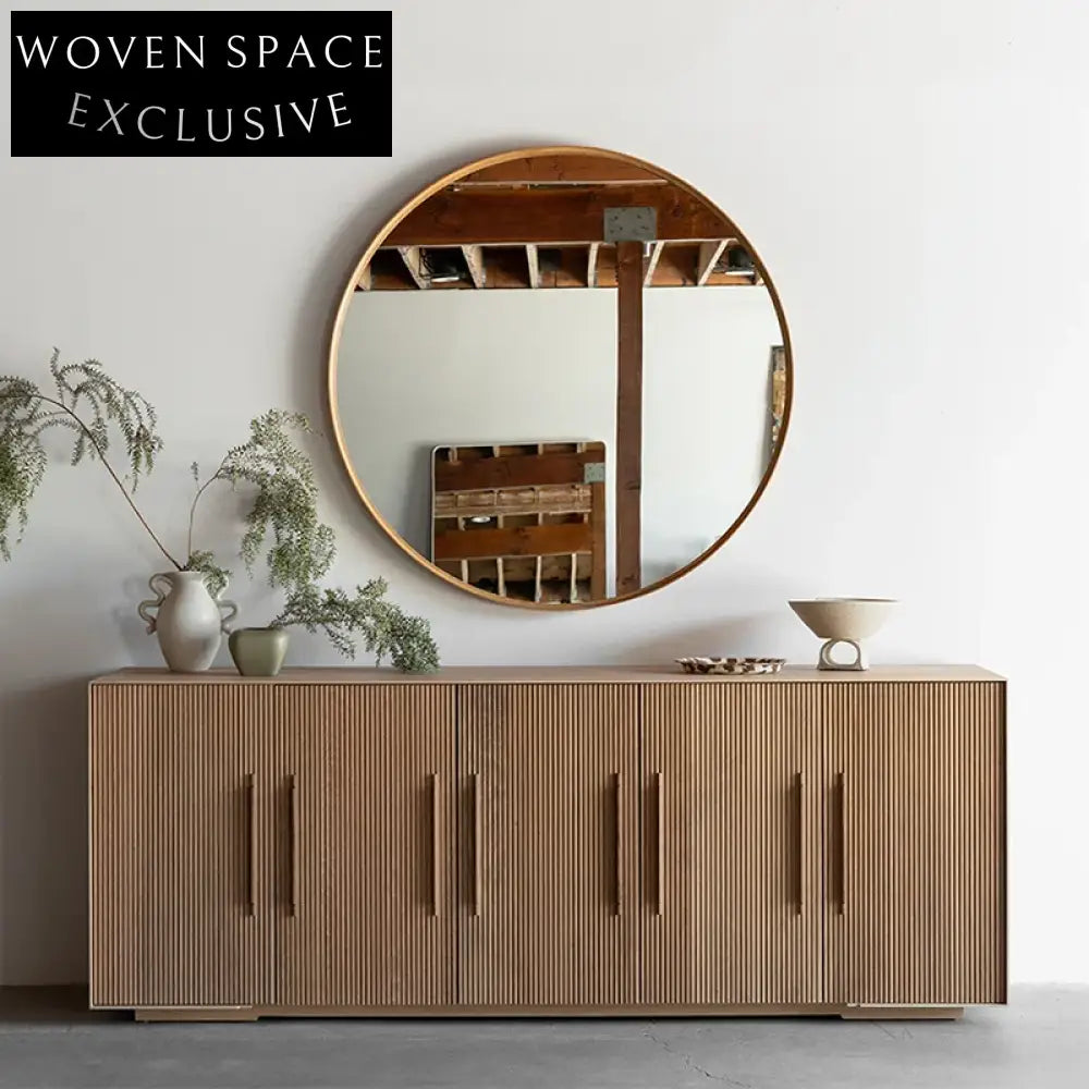 Modern Solid Wood 4-Door Storage Cabinet for Living Room Hallway Kitchen