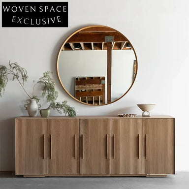 Modern Solid Wood 4-Door Storage Cabinet for Living Room Hallway Kitchen