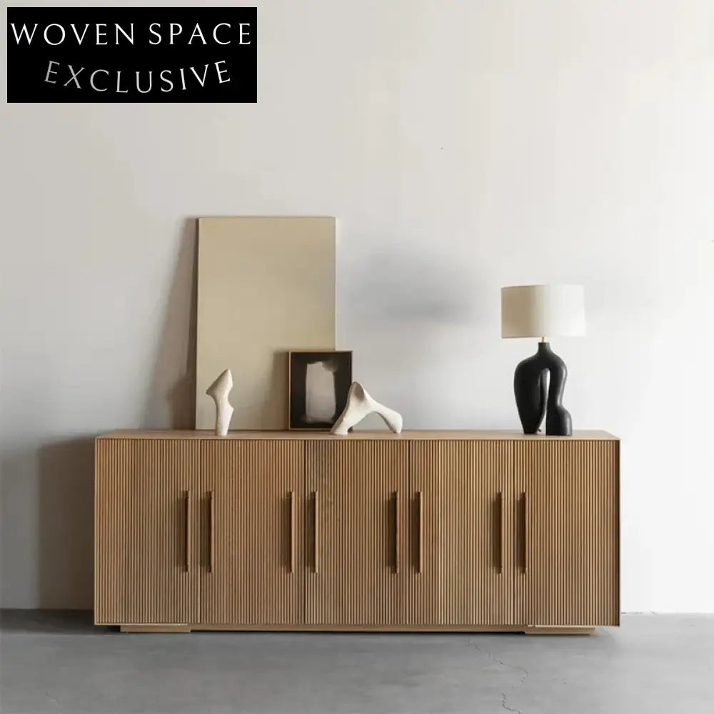 Modern Solid Wood 4-Door Storage Cabinet for Living Room Hallway Kitchen