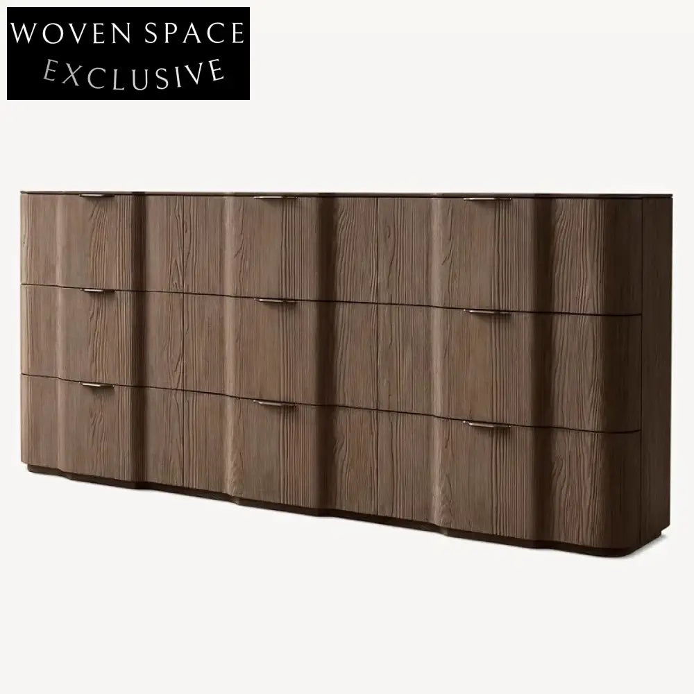 Modern Solid Wood 6-Drawer Console, Spacious Living Room TV Unit Cabinet