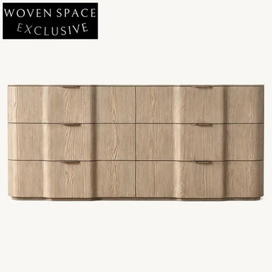 Modern Solid Wood 6-Drawer Console, Spacious Living Room TV Unit Cabinet