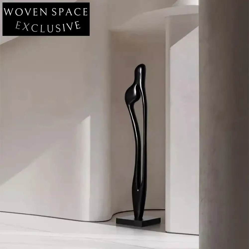 Modern Solid Wood Abstract Floor Art Sculpture Elegant Contemporary Home Decor Stand