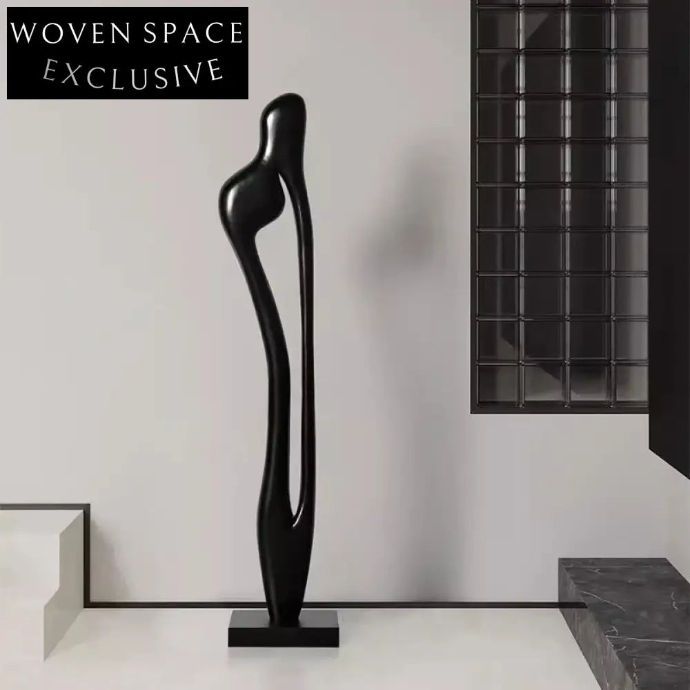 Modern Solid Wood Abstract Floor Art Sculpture Elegant Contemporary Home Decor Stand