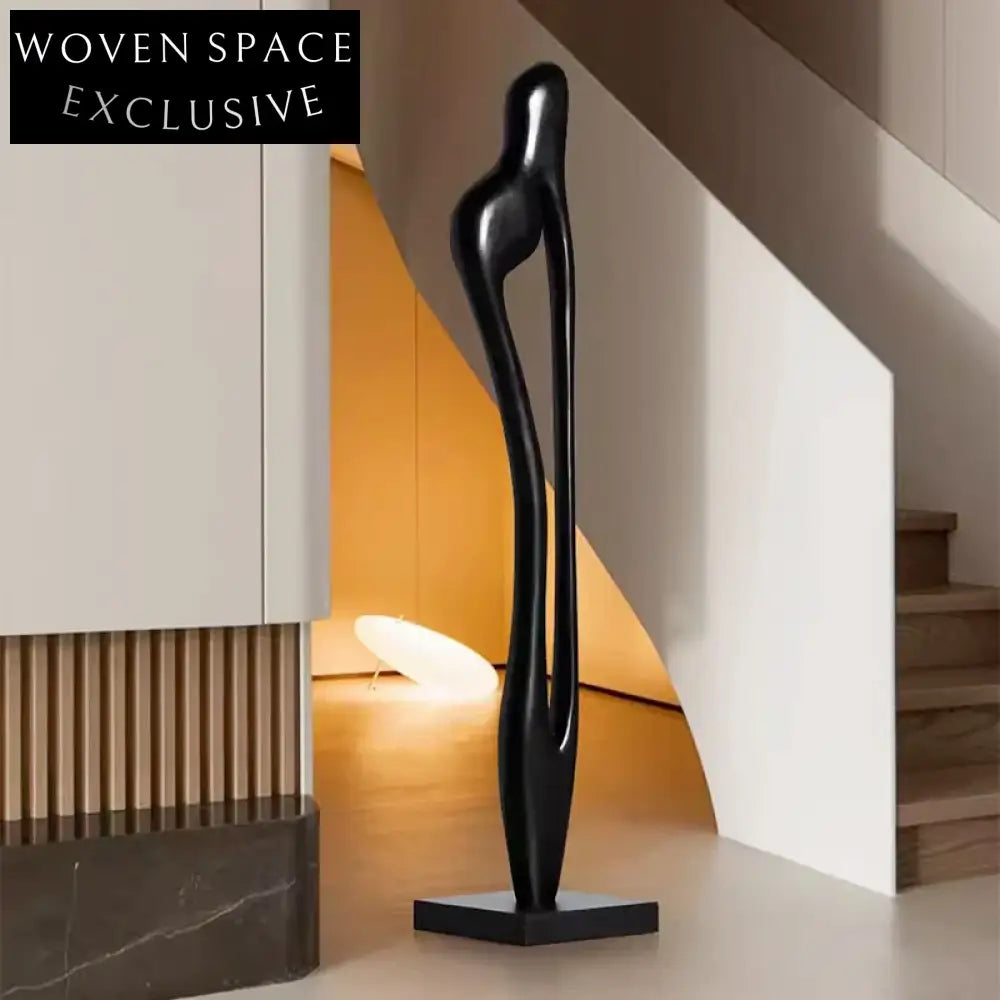 Modern Solid Wood Abstract Floor Art Sculpture Elegant Contemporary Home Decor Stand
