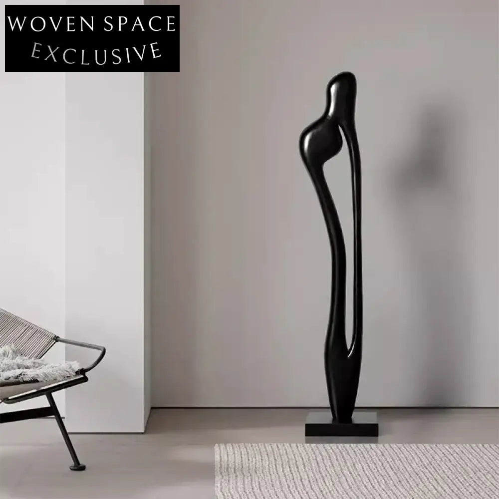 Modern Solid Wood Abstract Floor Art Sculpture Elegant Contemporary Home Decor Stand