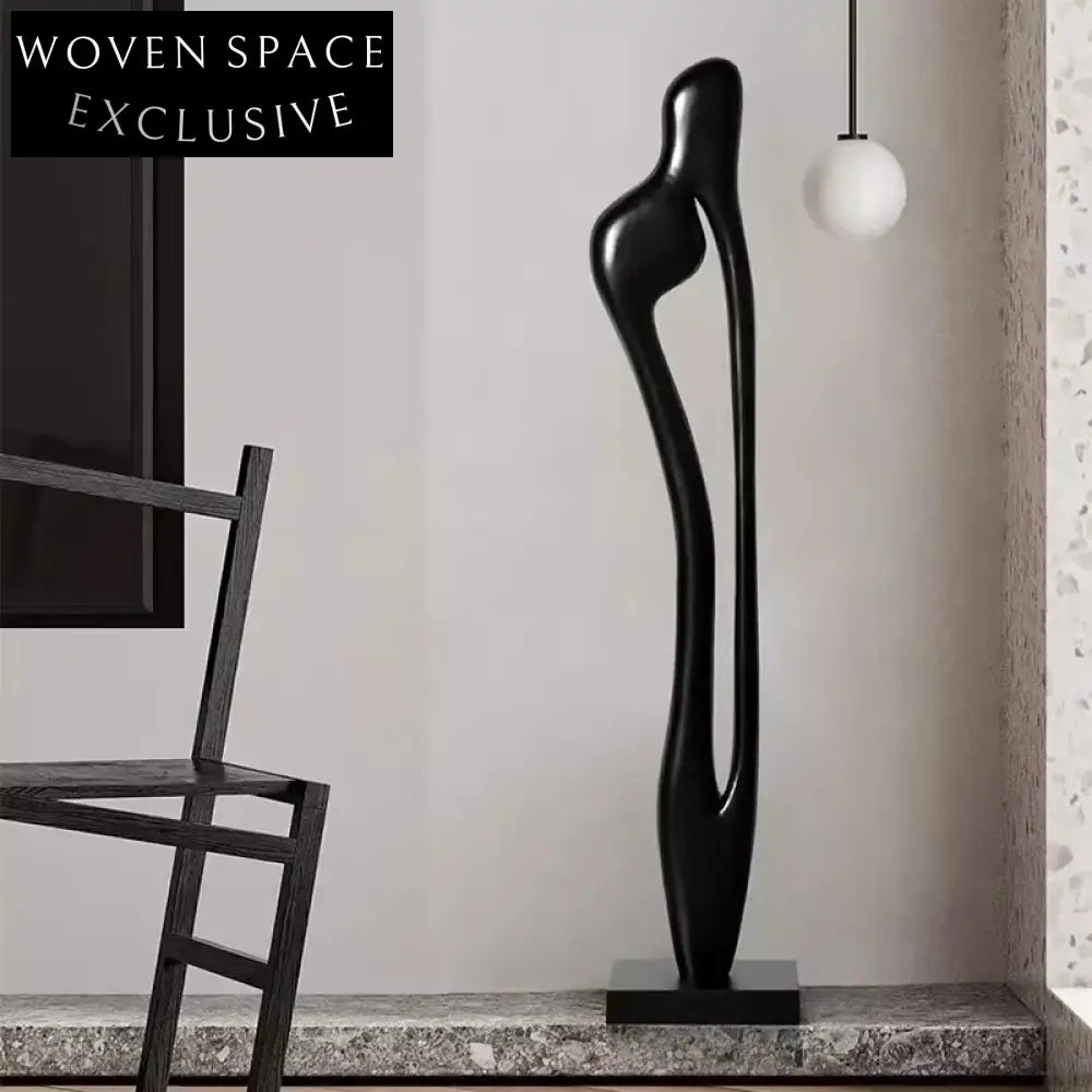 Modern Solid Wood Abstract Floor Art Sculpture Elegant Contemporary Home Decor Stand