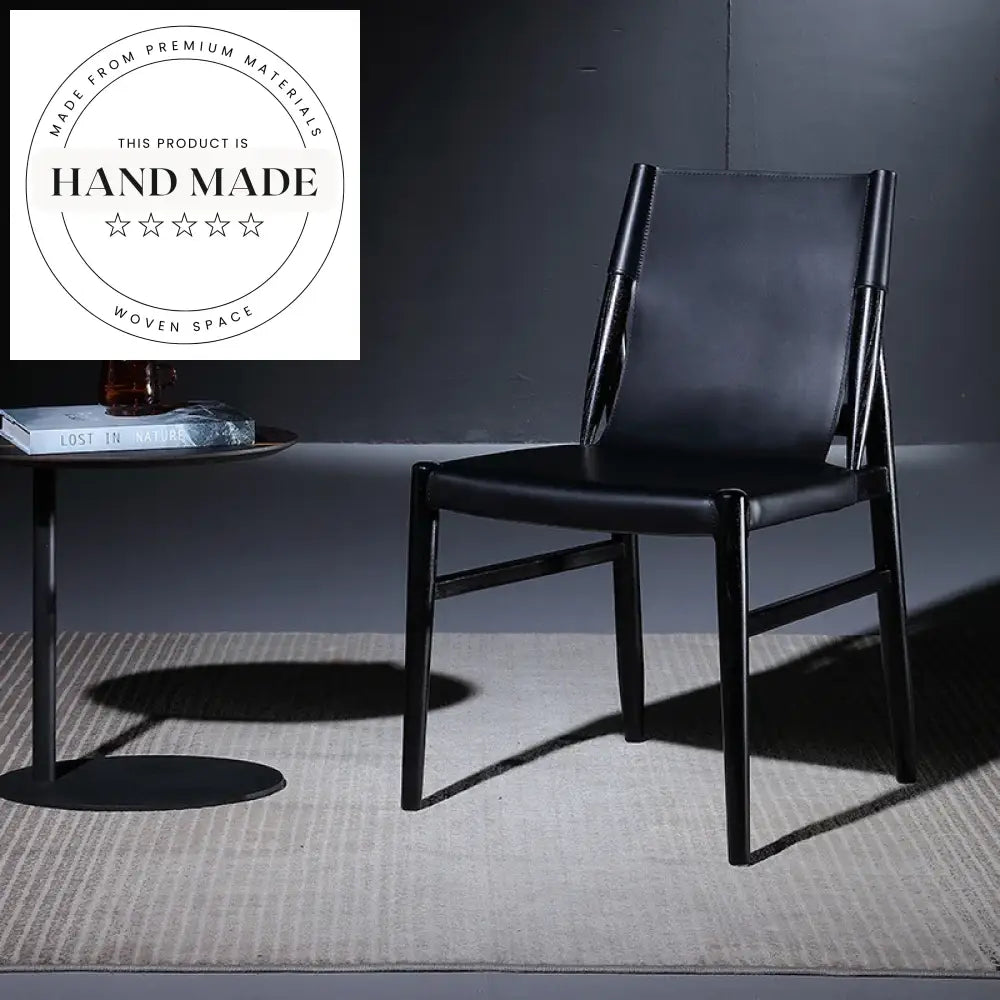 Modern Solid Wood and Saddle Leather Italian Restaurant Dining Chair