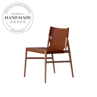 Modern Solid Wood and Saddle Leather Italian Restaurant Dining Chair
