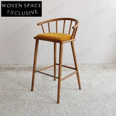 Modern Solid Wood Armrest Bar Stool Counter Height Kitchen Dining Chair