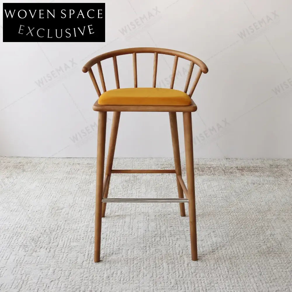 Modern Solid Wood Armrest Bar Stool Counter Height Kitchen Dining Chair