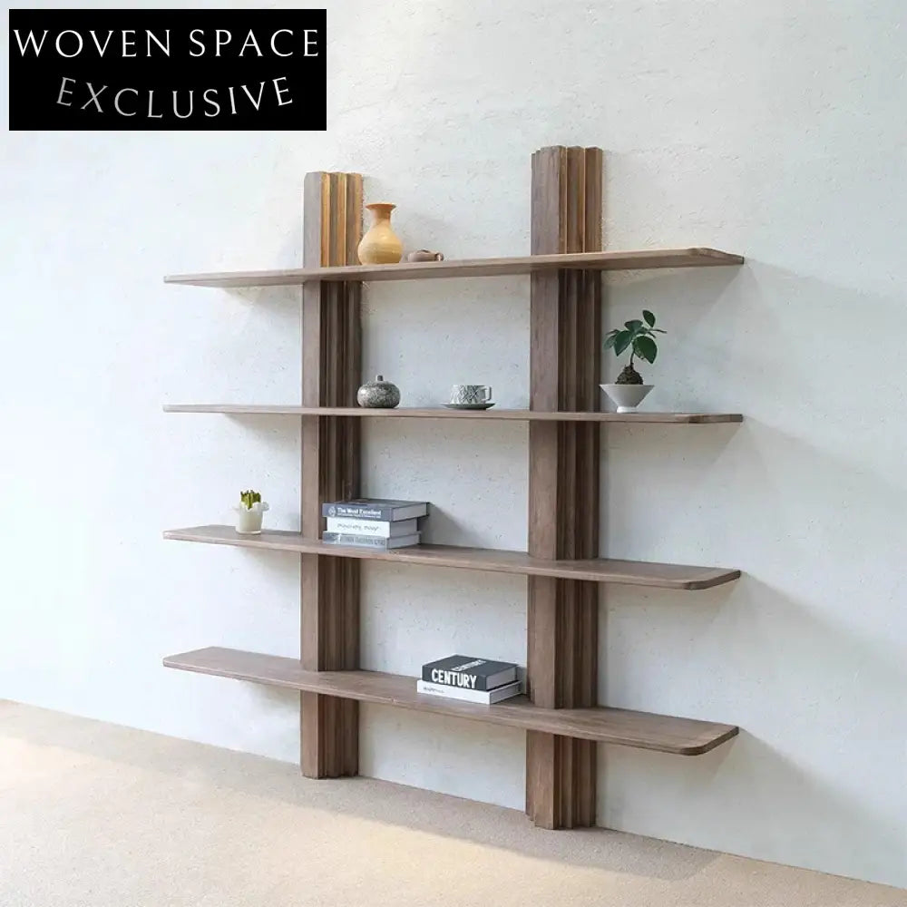 Modern Solid Wood Art Decor Console Wall Display Storage Living Room Bookcase