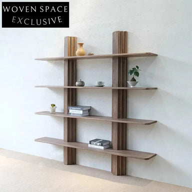 Modern Solid Wood Art Decor Console Wall Display Storage Living Room Bookcase