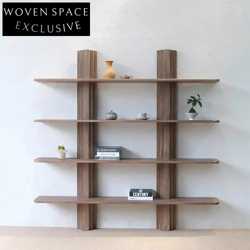 Modern Solid Wood Art Decor Console Wall Display Storage Living Room Bookcase