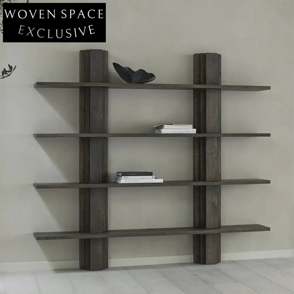 Modern Solid Wood Art Decor Console Wall Display Storage Living Room Bookcase