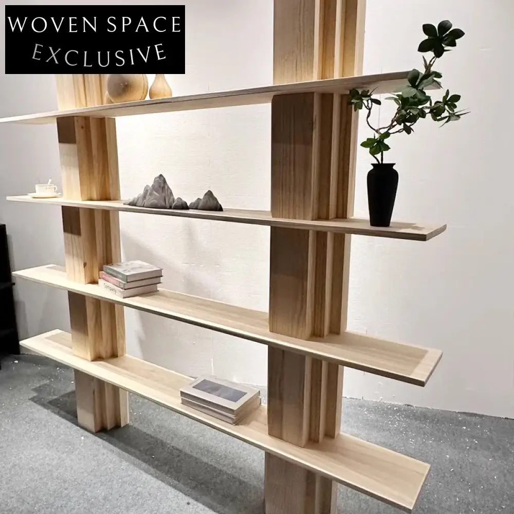 Modern Solid Wood Art Decor Console Wall Display Storage Living Room Bookcase