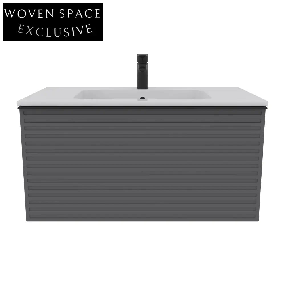 Modern Solid Wood Bathroom Vanity with LED Mirror and Integrated Sink Set