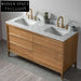 Modern Solid Wood Bathroom Vanity with Sink, Oak Finish, Soft-Close Drawers