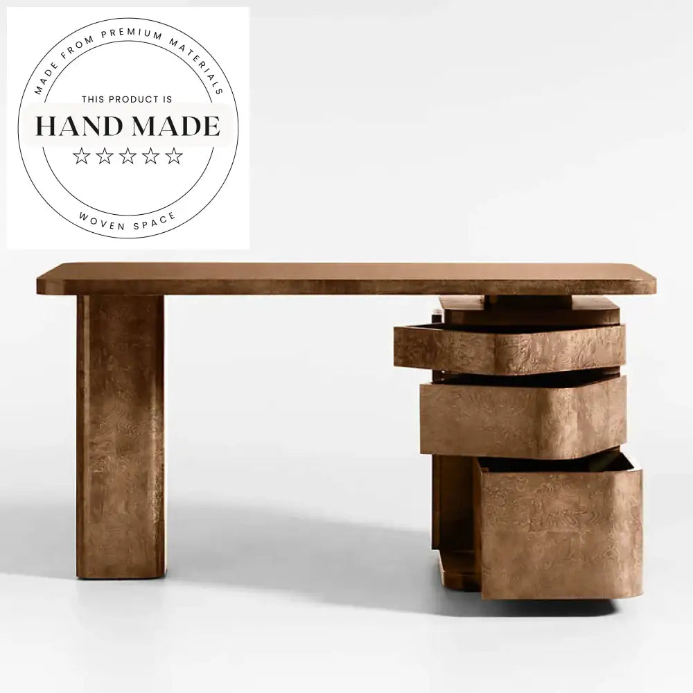 Modern Solid Wood Burl Executive Home Office Computer Desk