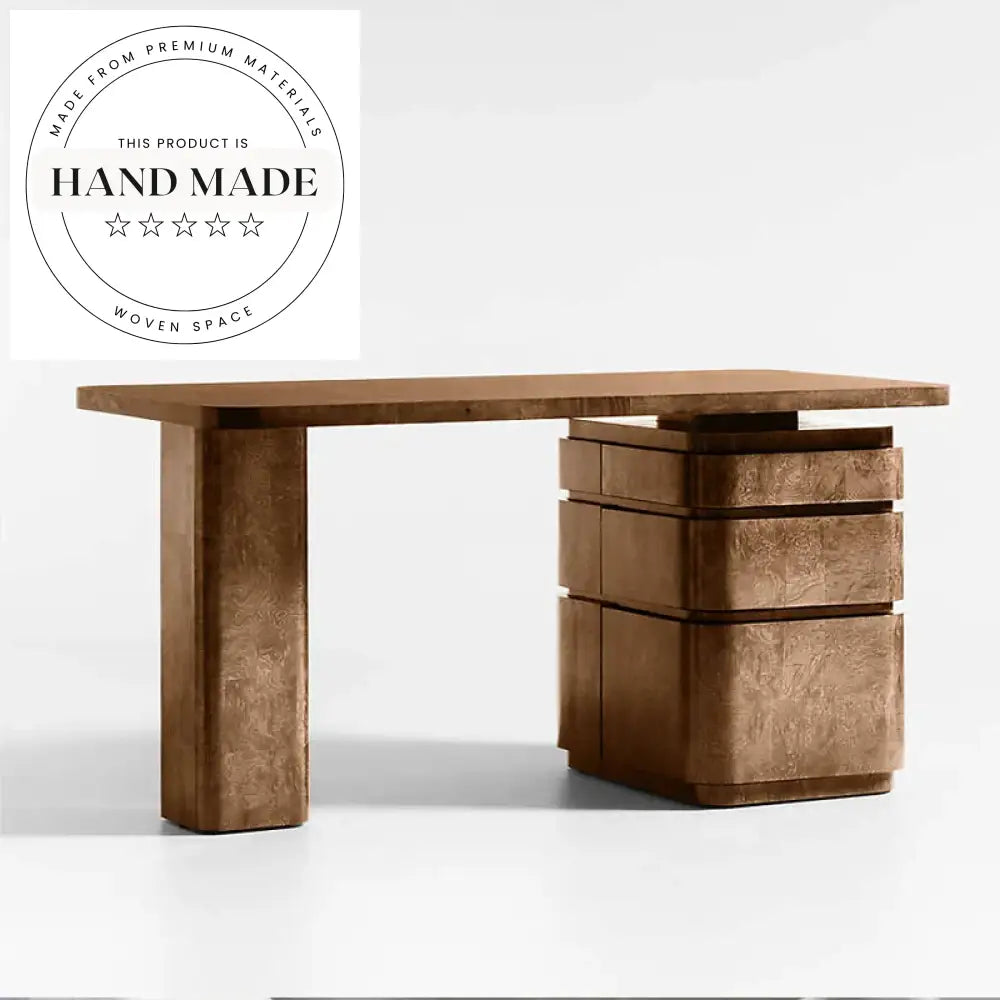 Modern Solid Wood Burl Executive Home Office Computer Desk