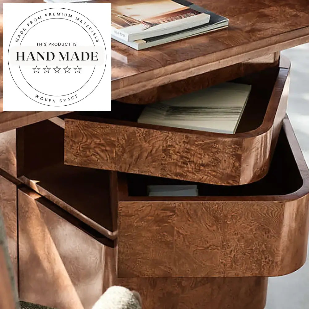 Modern Solid Wood Burl Executive Home Office Computer Desk