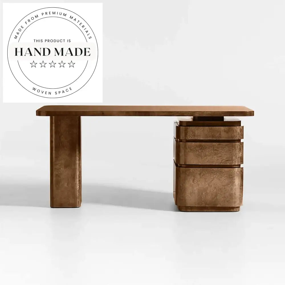 Modern Solid Wood Burl Executive Home Office Computer Desk