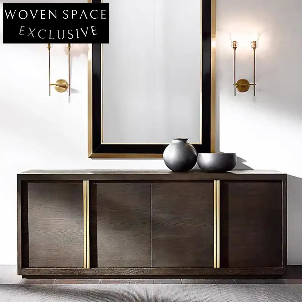 Modern Solid Wood Console Cabinet Sideboard - 4-Door Storage TV Unit