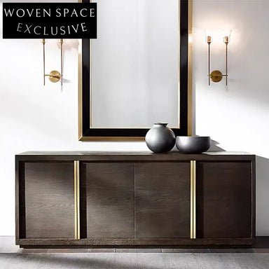 Modern Solid Wood Console Cabinet Sideboard - 4-Door Storage TV Unit