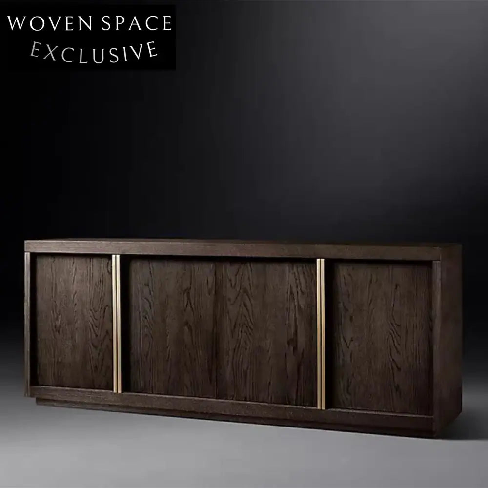 Modern Solid Wood Console Cabinet Sideboard - 4-Door Storage TV Unit