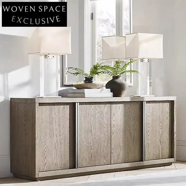 Modern Solid Wood Console Cabinet Sideboard - 4-Door Storage TV Unit