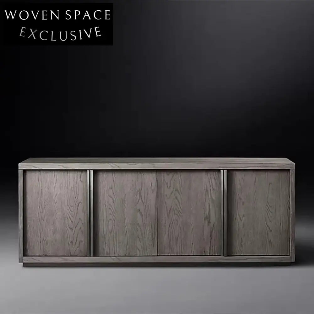 Modern Solid Wood Console Cabinet Sideboard - 4-Door Storage TV Unit