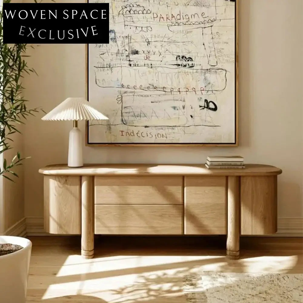 Modern Solid Wood Console Table with Drawers for Living Room Storage Cabinet