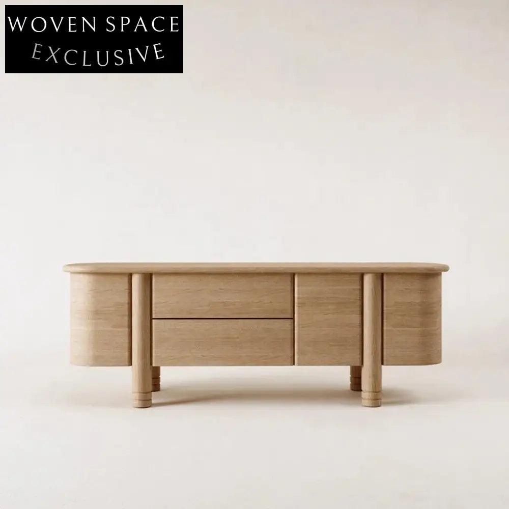 Modern Solid Wood Console Table with Drawers for Living Room Storage Cabinet
