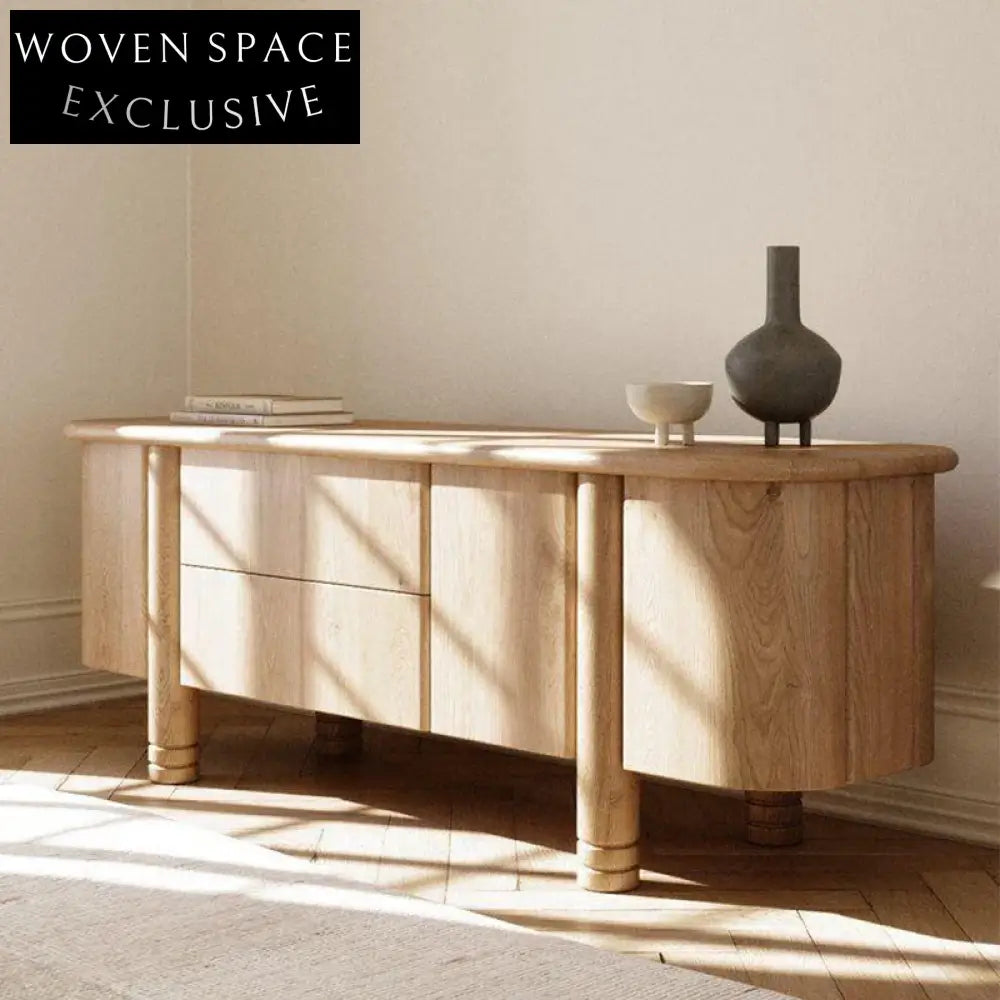 Modern Solid Wood Console Table with Drawers for Living Room Storage Cabinet
