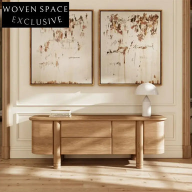Modern Solid Wood Console Table with Drawers for Living Room Storage Cabinet