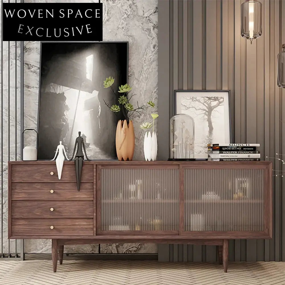 Modern Solid Wood Corner Sideboard Tea Wine Storage Cabinet